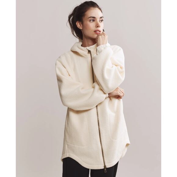 Rhone Aloft Fleece Full Zip Hoodie Cream Size XXL Soft Relaxed Fit NEW - Picture 1 of 11